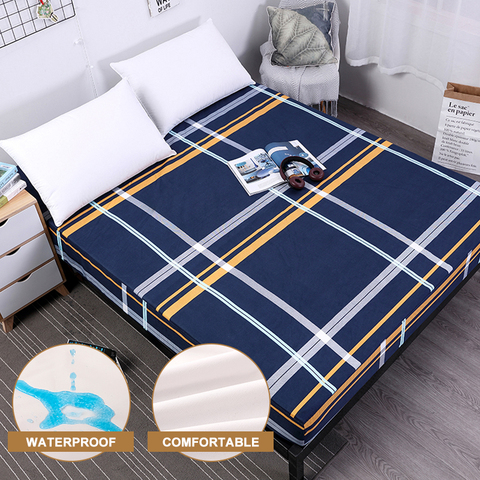 MECEROCK New Printing Bed Mattress Cover Waterproof Mattress Protector Pad Fitted Sheet Separated Water Bed Linens with Elastic ► Photo 1/6