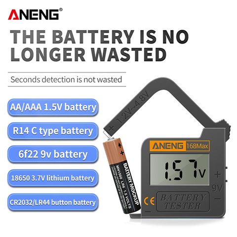 ANENG 168Max Universal Digital Lithium Battery Capacity Tester Checker Load Analyzer For AA AAA C D 9V Button Cell ► Photo 1/6