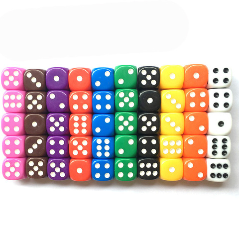 10PCS/Lot Dice Set 10 Colors  High Quality Solid Acrylic 6 Sided Dice For Club/Party/Family Games Free Shipping ► Photo 1/6