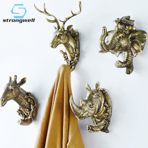 Stongwell European Deer Head Wall Coat Hook Hanger Key Holder Storage Hooks Minimalist Nordic Home Kitchen Bathroom Decoration ► Photo 1/6