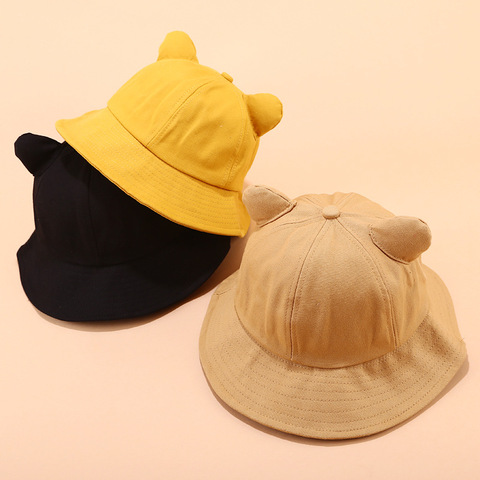2022 cotton Cartoon Cat ear bucket hat Fisherman hat Sun cap hats for women ► Photo 1/6