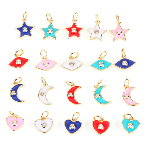 Charm Charms Pendant for Jewelry Making Vintage Copper CZ Zircon Fashion Moon Star Eye Heart Diy Necklace Accessories Wholesale ► Photo 1/6