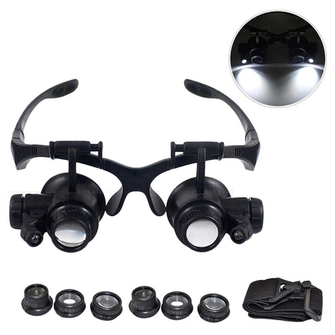 10X/15X/20X/25X Watchmaker Binocular Loupe with LED Light Headband Magnifier Glasses Jewelry Optical Lens Glasses Magnifier ► Photo 1/6