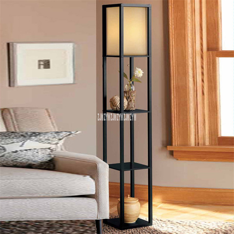JLKY255 Chinese Style Density Board Tea Table Lamp Living Room Wood Shelf Floor Lamp Modern Simple Bedroom Shelf Stand Lamp ► Photo 1/6