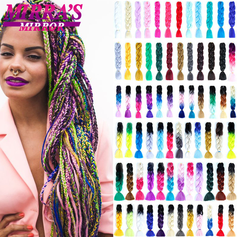 Buy Online Mirra S Mirror Ombre Braiding Hair Extensions 24inch Jumbo Braid Hair Synthetic Crochet Hair Black Brown Blonde Pink Blue Alitools