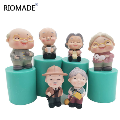 3D Grandpa Grandma Longevity Elderly Silicone Candle Molds Resin Cake Decorating Tools Plaster Epoxy Model Birthday Mould ► Photo 1/6
