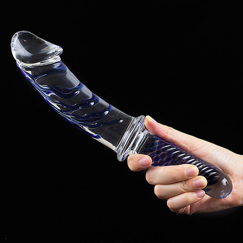 Heat-resistant crystal glass dildo with handle huge glass dildo anal dildo G-point stimulation female masturbation stick sex toy ► Photo 1/6