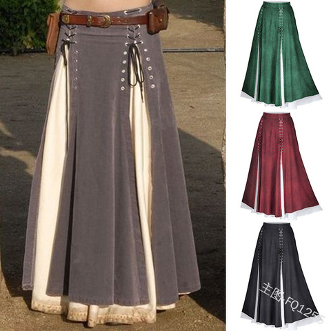 women medieval skirt costume plus size Elegant patchwork skirt female retro princess cloth ladies S-XXXXXL ► Photo 1/6