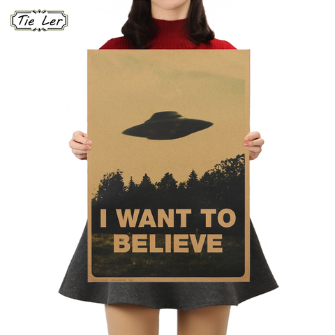 TIE LER Vintage Classic Movie The Poster I Want To Believe Poster Bar Home Decor Kraft Paper Painting Wall Sticker 51.5X36cm ► Photo 1/6