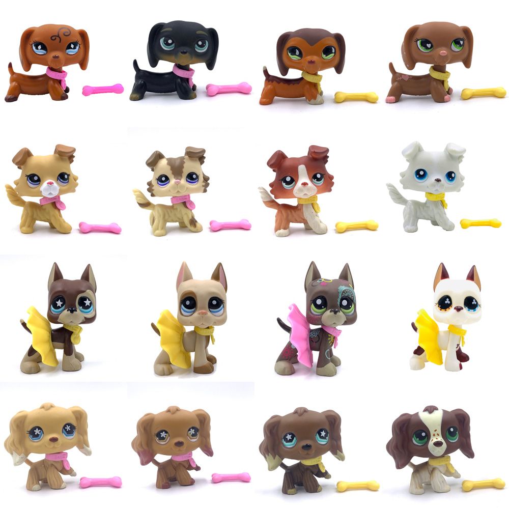 2 Pack Flocked Pet Shop Toy Figures | Fuzzy Short Hair Cat Dog Animal Collectibles (#339 & #64)
