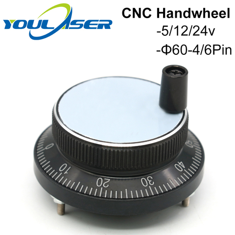Free Shipping CNC Pulser Handwheel 5V 6pin Pulse 100 Manual Pulse Generator Hand Wheel CNC Machine 60mm Rotary Encoder ► Photo 1/5