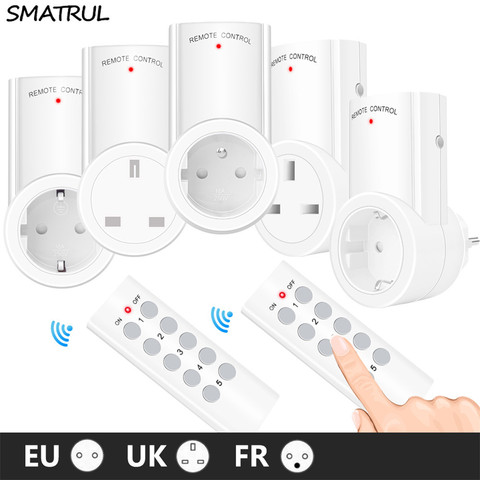 Wireless Remote Control Smart Socket EU UK French Plug Wall 433mhz