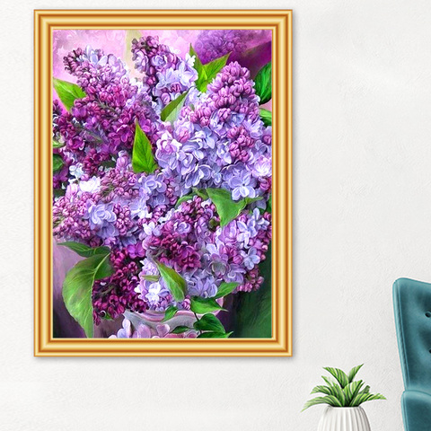 DIY 5D Diamond Painting Flower Cross stitch Kit Embroidery Diamond Mosaic Purple Lilac Picture of Rhinestones Home Decor Gift ► Photo 1/6