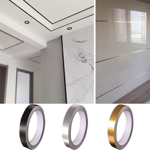 0.5/1/2*5000cm Silver/Gold Adhesive Floor Tile Strip Seam Sticker Waterproof Wall Sealing Tape Copper Foil Tape ► Photo 1/6