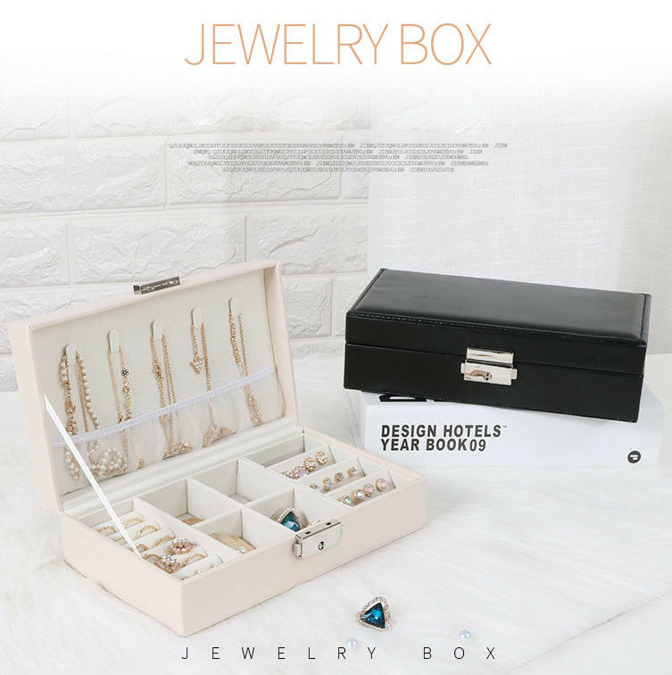 Jewelry Box Organizer Portable Travel Jewellery Ornaments Case Storage 2 Layers 