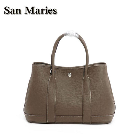 San Maries Geuine Leather Garden Party Tote Bag For Women Luxury Handbags  Women Designer Tote Famous Brand Shoulder Purse Bosla - AliExpress