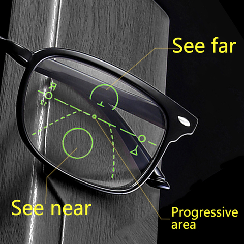 Progressive Reading Glasses Men Women Multifocal Presbyopic Glasse See Far Near Anti-blue Light Low Bridge Big Full Frame ► Photo 1/6