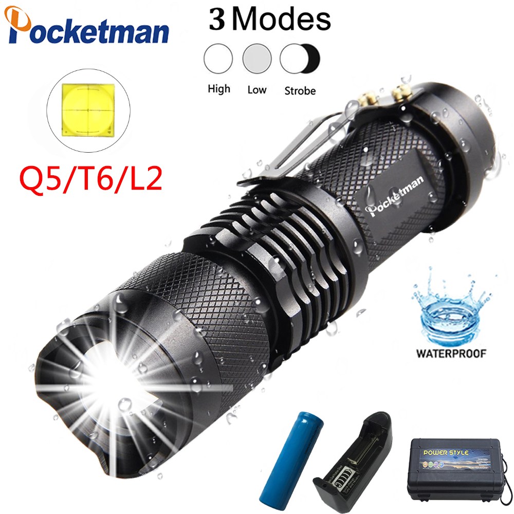 Waterproof 8000LM Pocket LED Flashlight Zoomable LED Torch Mini Penlight Light ^