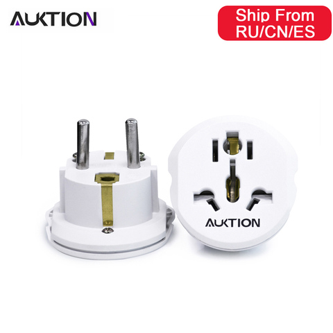 AUKTION 5Pcs/Lot 16A Universal EU(Europe) Converter Adapter 250V AC Travel Charger Wall Power Plug Socket With Home Adapter ► Photo 1/6