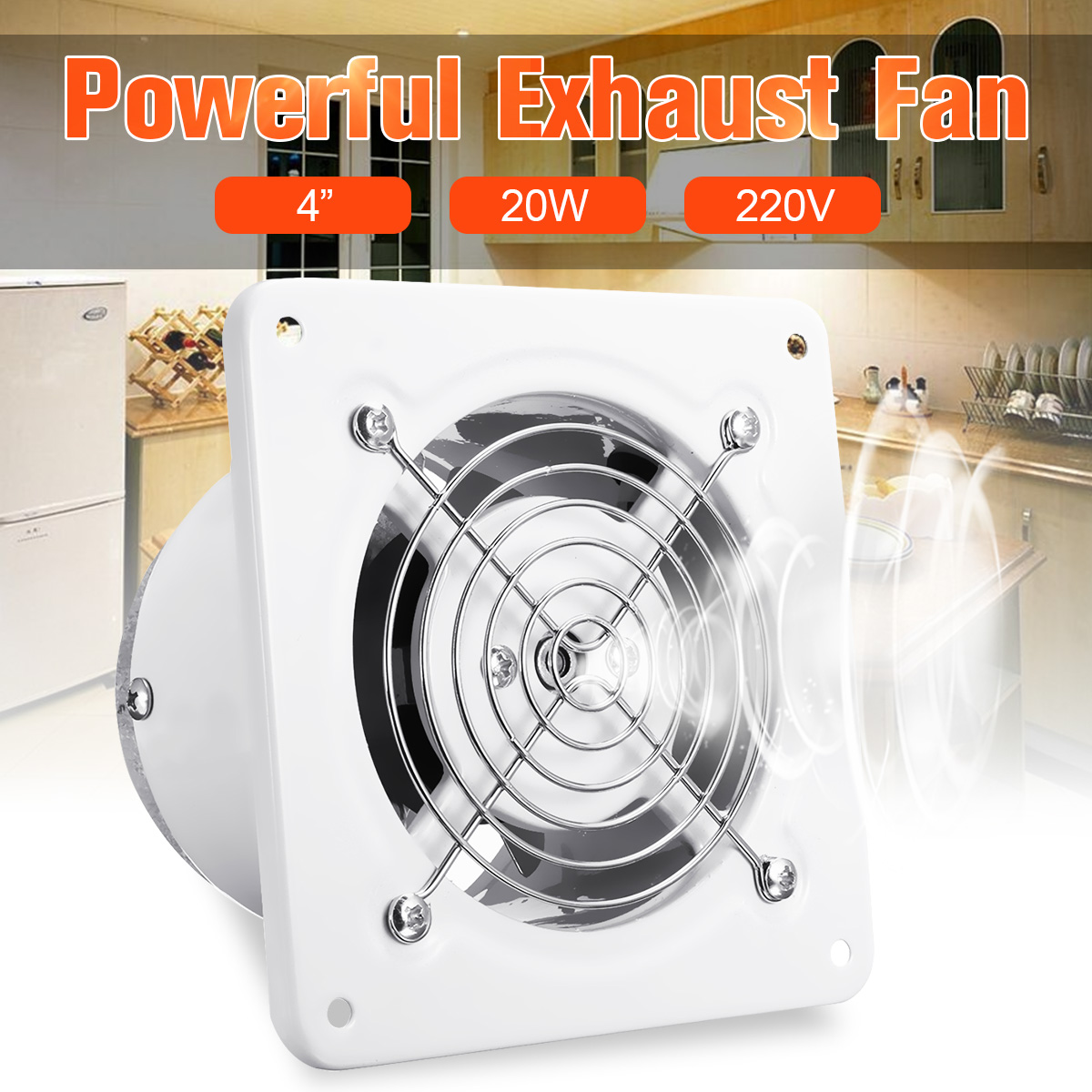 Hon&Guan 4inch Exhaust Fan Home Ventilation Fan For Toilet Kitchen Wall Window