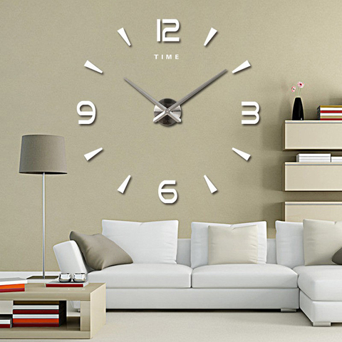 Large Wall Clock Quartz 3D DIY Big Decorative Kitchen Clocks Acrylic Mirror Stickers Oversize Wall Clock Home Letter Home Decor ► Photo 1/6