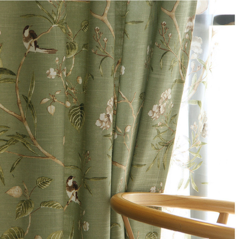 Rural Curtains for Living Room dining Bedroom American Country Style Flower Bird Cotton and Linen Fabric Curtains Customization ► Photo 1/5
