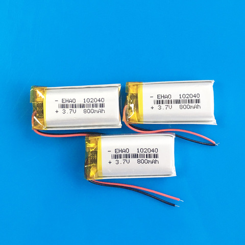 3 pcs 3.7V 800mAh lipo polymer lithium rechargeable battery 102040 for GPS DVD bluetooth recorder camera massager ► Photo 1/6