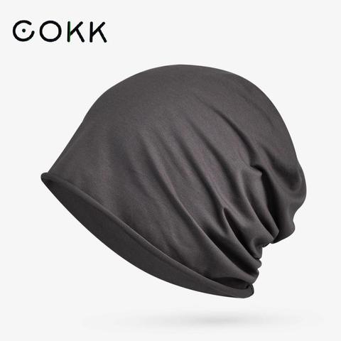 COKK Hats Beanies For Men Women Unisex Autumn Summer Beanie Cotton Solid Color Elastic Bonnet Hip Hop Baggy Cap Male Female Thin ► Photo 1/6