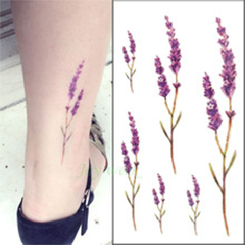 Waterproof Temporary Tattoos sticker cute sexy lavender flower Leave loli gun art tattoo Water Transfer fake tatoo Flash tatto ► Photo 1/6