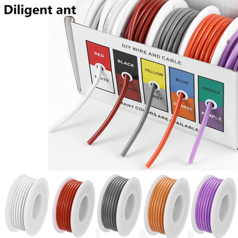 DIY high quality flexible silicone wire and cable 5 colors in a box mixed wire tinned pure copper wire ► Photo 1/6