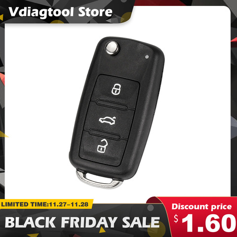 VDIAGTOOL Flip Folding 3 Buttons Remote Key Shell For VW Orignal Replacement No Logo Car Key Case ► Photo 1/6