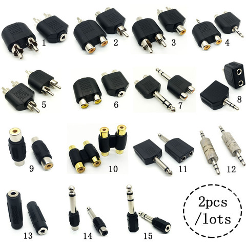 3.5mm plug to 2 RCA jack male to female to AV Audio Connector 2 in 1 Stereo 6.5 RCA for Microphone Headset Dual Headphone Adapte ► Photo 1/6