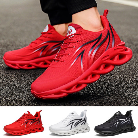 Mens Running Shoes Casual Flat Sneakers Fashion Flame Printed Trainers Hollow Sole Increased Outdoor Sport Shoes ► Photo 1/6