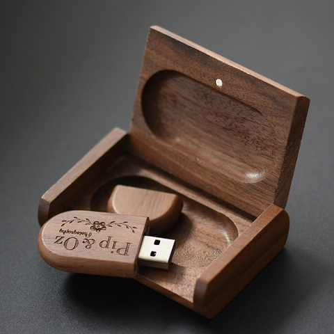 JASTER Free custom logo wooden+Box Personal LOGO pendrive 4GB 16GB 32GB 64GB usb Flash Drive U disk Memory stick wedding Gift ► Photo 1/6