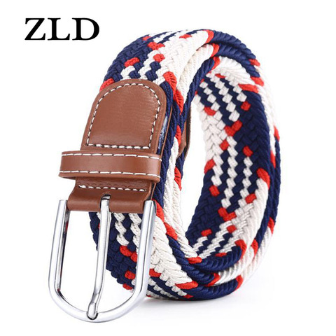 ZLD 60 Colors Men Women Casual Knitted Pin Buckle Belt Woven Canvas Elastic Expandable Braided Stretch Belts Plain Webbing Strap ► Photo 1/6
