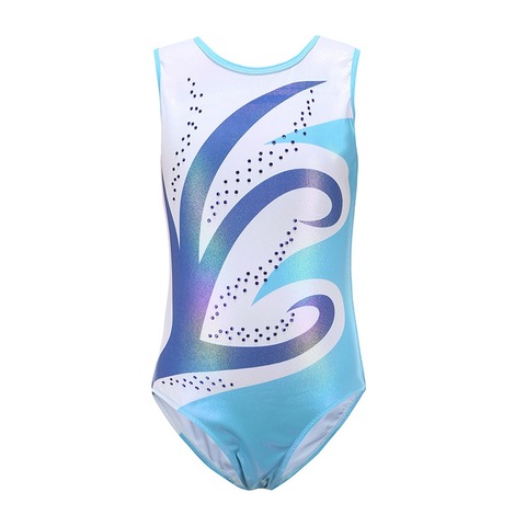 EFINNY 5-14 Years Girls Sleeveless Shiny Diamond Gymnastics Leotard One-Piece Child Kids Ballet Dance Wear ► Photo 1/6