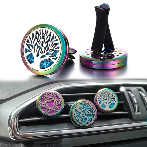 New Colorful Aroma Essential Oil Diffuser Car Clip Tree of Life Aromatherapy Diffuser Necklace Car Air Freshener Perfume Lockets ► Photo 1/6