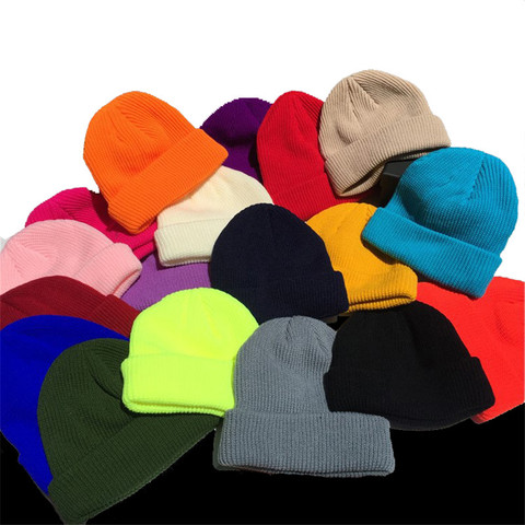 Short Beanie for Men Women Winter Classic Short Cuff Knitted Hat Skull Watch Cap Cute Hat Girls Autumn Female Beanie ► Photo 1/6