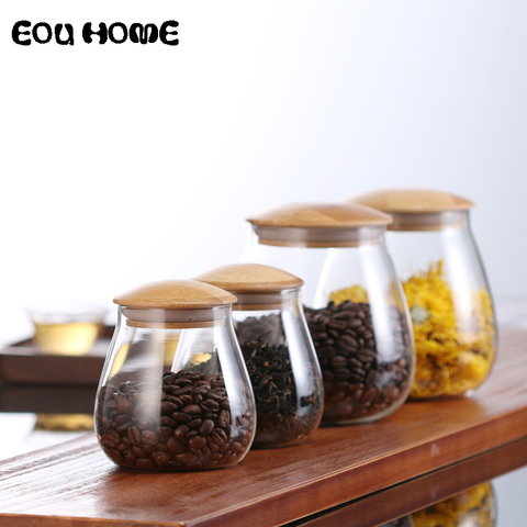 Kitchen Mushroom Shape Glass Storage Bottles Jars Miscellaneous Grains Sealed Cans Food Storage Jars Tea Leaf Coffee Beans Jars ► Photo 1/6