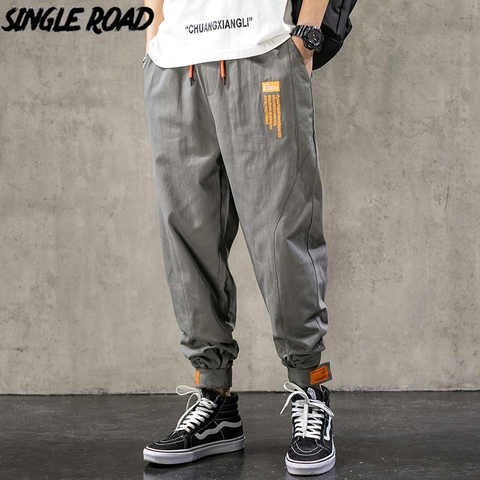 SingleRoad Mens Harem Pants Joggers Men Fashion 2022 Grey Cotton Hip Hop Japanese Streetwear Trousers Male Korean Pants For Men ► Photo 1/6