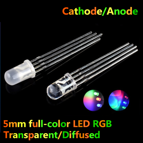 20PCS 5mm full-color LED RGB red/green/blue Common Cathode/Anode Four feet Transparent/Diffused color light 5mm diode colorful ► Photo 1/3