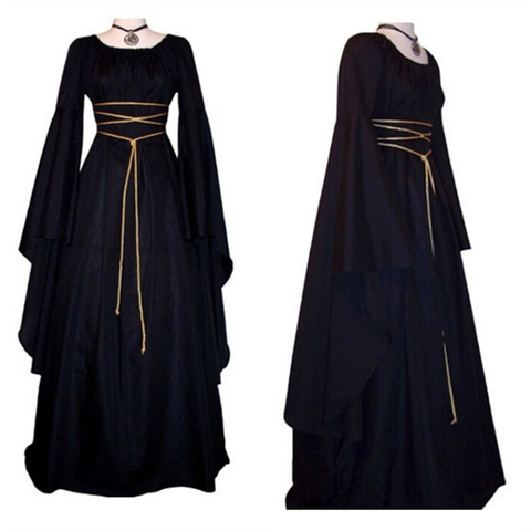 Medieval Gothic Dark Style Retro Cosplay Long-sleeved Elegant Dress Party Halloween Renaissance-Queen Costumes for Women ► Photo 1/5