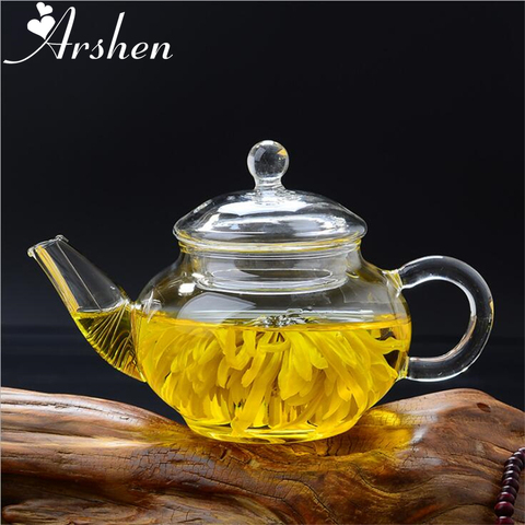 Arshen Newest 250ml Filterable Heat-resistant Glass Teapot Double Wall or With Stainless Steel Spring Teapot Clear Glass Tea Pot ► Photo 1/6