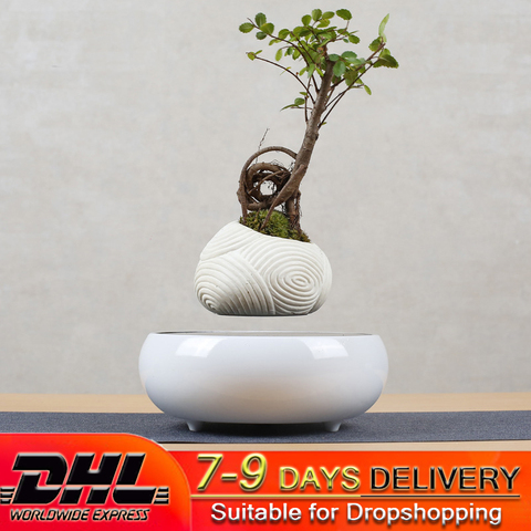 Creative Gift Magnetic Resin Flower Pot Levitation Potted Plants Suspended Aerial Decoration Wholesale Factory Dropshopping DHL ► Photo 1/6