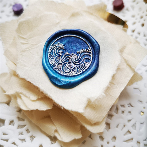 Sea Wave wax seal stamp head and wooden handle separated to choose Wedding Decorative sealing Stamp wax seals ► Photo 1/4