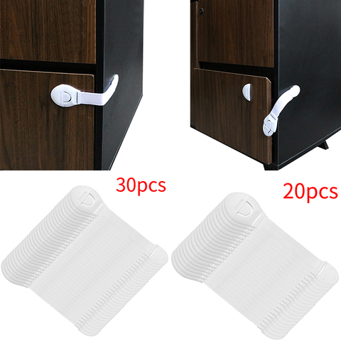Cabinet Locks Straps 20/30pcs Lot Drawer Door Cabinet Cupboard Toilet Safety Locks Baby Kids Safety Care Plastic ► Photo 1/6