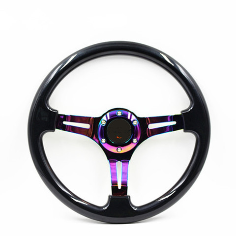 350mm Car Racing Steering Wheel 14inch Deep Dish black classic ABS steering wheel with Neo Chrome spokes ► Photo 1/6