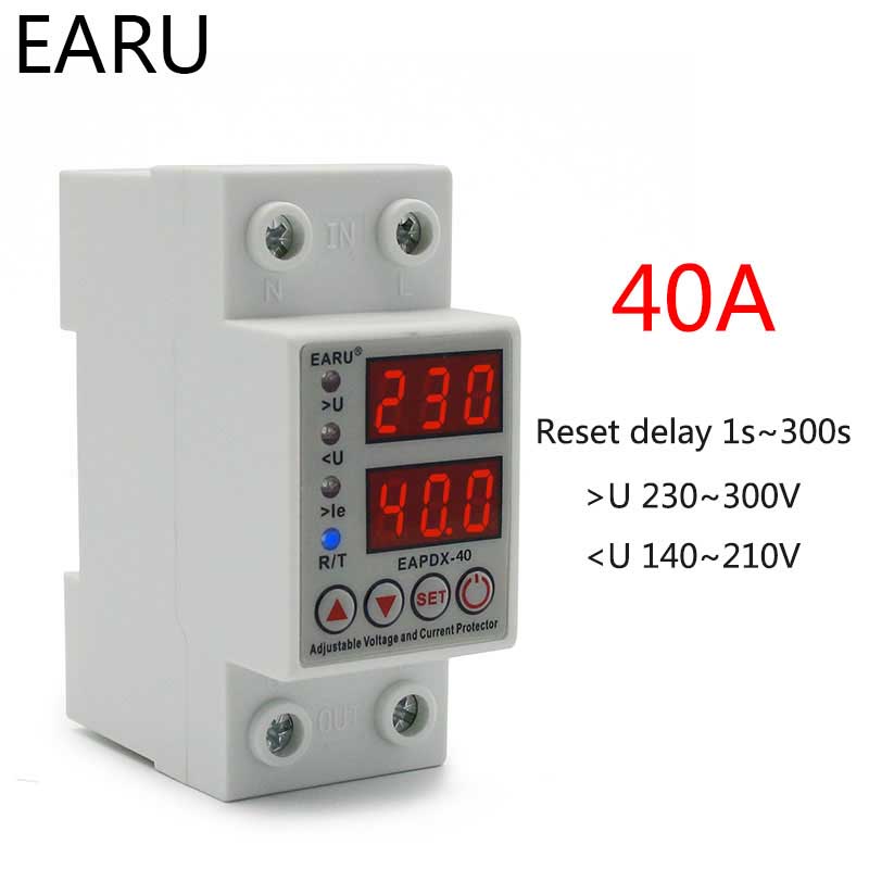 40A 230V Din rail automatic recovery  over and under voltage protector relays 