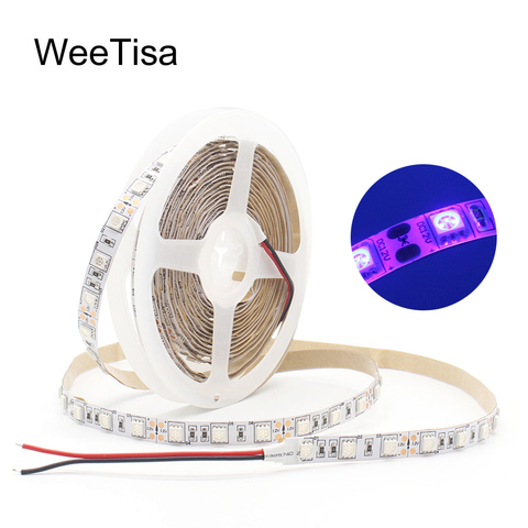 UV Ultraviolet LED Strip Light 12V DC SMD 5050 Waterproof 0.5M 1M 2M 3M 4M 5M Purple Flexible UV Tira LED Diode Tape Ribbon Lamp ► Photo 1/6