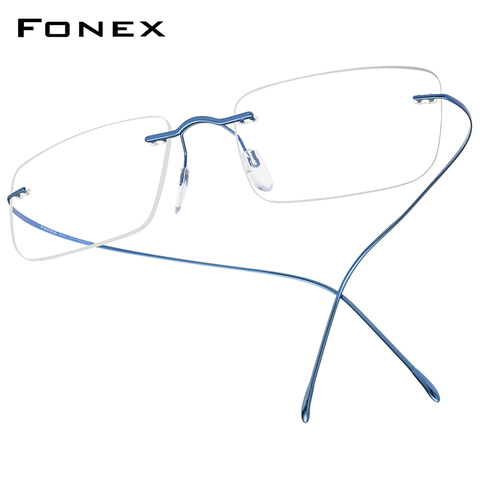 FONEX B Titanium Glasses Frame Men 2022 Women Rimless Prescription Square Eyeglasses Frames Myopia Optical Korean Eyewear F85634 ► Photo 1/6